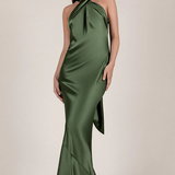 REWRITTEN Roma Bridesmaid Dress - Olive Green Satin
