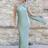 REWRITTEN Roma Bridesmaid Dress in Sage Green Satin