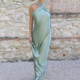 REWRITTEN Roma Bridesmaid Dress in Sage Green Satin