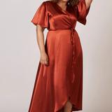 REWRITTEN Florence Waterfall Bridesmaid Dress in Burnt Orange