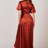 REWRITTEN Florence Waterfall Bridesmaid Dress in Burnt Orange