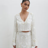 PRETTY LAVISH Cannes Sequin Cropped Blouse