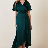 REWRITTEN Florence Waterfall Bridesmaid Dress in Forest Green