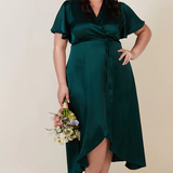 REWRITTEN Florence Waterfall Bridesmaid Dress in Forest Green
