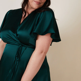 REWRITTEN Florence Waterfall Bridesmaid Dress in Forest Green