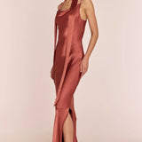 REWRITTEN Pollenca Bridesmaid Dress in Terracotta Satin