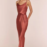 REWRITTEN Pollenca Bridesmaid Dress in Terracotta Satin