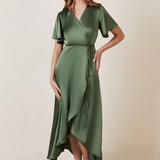 REWRITTEN Florence Waterfall Bridesmaid Dress in Olive Green