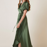 REWRITTEN Florence Waterfall Bridesmaid Dress in Olive Green