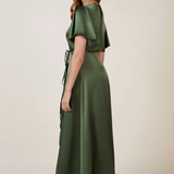 REWRITTEN Florence Waterfall Bridesmaid Dress in Olive Green